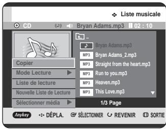 SAMSUNG DVD-HR725 - Aller dans la liste de fichiers musicaux - 3