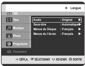 SAMSUNG DVD-HR725 - Configuration des options de langue - 2