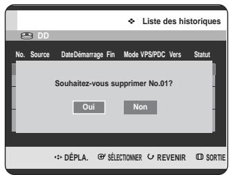 SAMSUNG DVD-HR725 - Supprimer la liste des historiques - 2