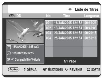 SAMSUNG DVD-HR725 - Utilisation du bouton TITLE LIST - 1