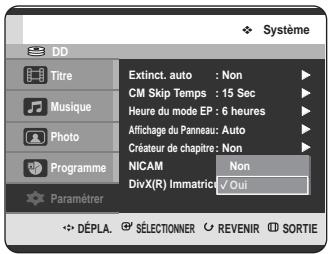 SAMSUNG DVD-HR725 - Configuration des options NICAM - 3