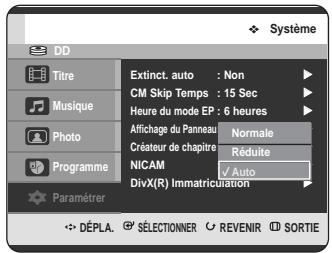 SAMSUNG DVD-HR725 - Configuration des options de l'affichage du panneau - 3