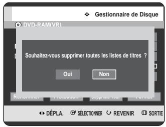 SAMSUNG DVD-HR725 - Appuyez sur les boutons pour sélectionner supprimer tout, puis appuyez sur le bouton OK. - 1