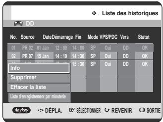SAMSUNG DVD-HR725 - Liste enregistrement par minuterie - 1