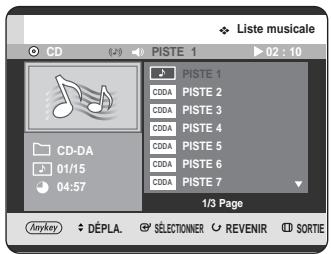 SAMSUNG DVD-HR725 - Aller dans la liste de fichiers musicaux - 2