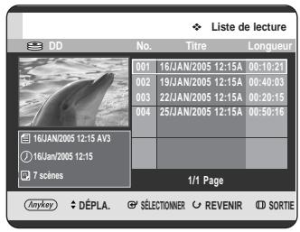 SAMSUNG DVD-HR725 - Utilisation du bouton PLAY LIST - 1