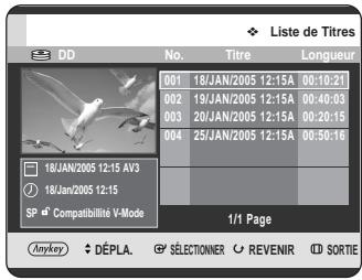 SAMSUNG DVD-HR725 - Utilisation du bouton TITLE LIST - 1