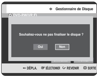 SAMSUNG DVD-HR725 - Appuyez sur les boutons pour sélectionner non finaliser, puis appuyez sur le bouton OK. - 1