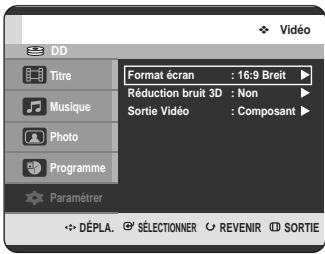 SAMSUNG DVD-HR725 - Configuration des options d'affichage vidéo - 2