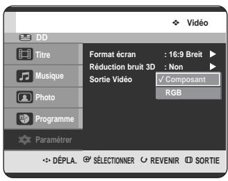 SAMSUNG DVD-HR725 - Configuration des options de sortie vidéo - 3