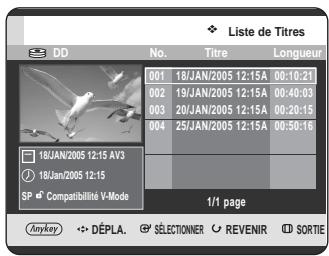 SAMSUNG DVD-HR725 - Utilisation du bouton TITLE LIST - 1