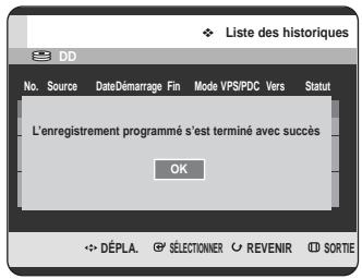 SAMSUNG DVD-HR725 - Informations concernant la liste des historiques - 2