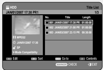 SAMSUNG DVD-HR757 - Using the TITLE LIST button - 1