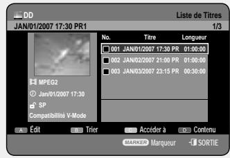 SAMSUNG DVD-HR757 - Utilisation du bouton TITLE LIST - 1