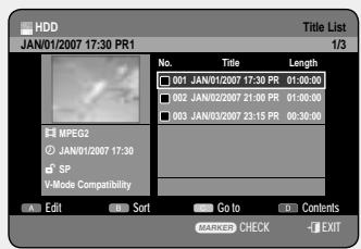 SAMSUNG DVD-HR757 - Using the TITLE LIST button - 1