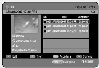SAMSUNG DVD-HR757 - Utilisation du bouton TITLE LIST - 2