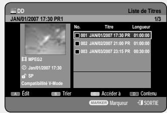 SAMSUNG DVD-HR757 - Utilisation du bouton TITLE LIST - 2