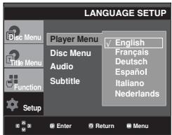 SAMSUNG DVD-P260K - Using the Player Menu Language - 1
