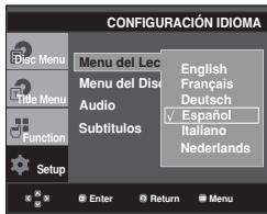 SAMSUNG DVD-P260K - Utilización del idioma del menu del reproductor - 1