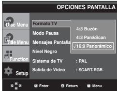 SAMSUNG DVD-P260K - Configuración de las options de pantalla - 2