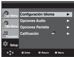 SAMSUNG DVD-P260K - Cómo cambio el menu Setup (Configuración) - 1