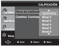 SAMSUNG DVD-P260K - Configuración del niveau de clasificacion - 4