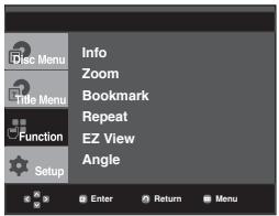 SAMSUNG DVD-P260K - Using the Function Menu - 1