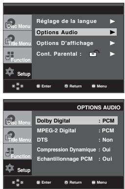 SAMSUNG DVD-P260K - Configuration des options audio - 1