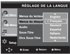 SAMSUNG DVD-P361K - Utilisation de la langue du Disc Menu (Menu Disque) - 1