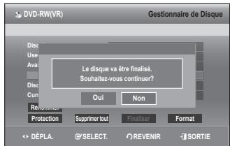 SAMSUNG DVD-SH893 - Finalisation d'un disque - 7