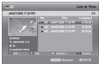 SAMSUNG DVD-SH893 - Utilisation du bouton TITLE LIST - 1