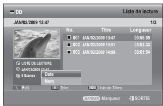 SAMSUNG DVD-SH893 - Utilisation de la fonction Trier (Liste de lecture) - 2