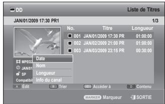 SAMSUNG DVD-SH897 - UTILISATION DE LA FONCTION TRIER (LISTE DE TITRES) - 7