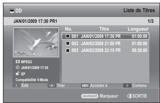 SAMSUNG DVD-SH897 - Utilisation du bouton TITLE LIST - 1