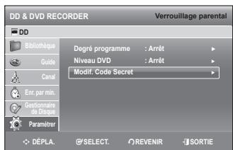 SAMSUNG DVD-SH897 - A propos du changement du code secret - 1