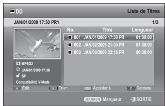 SAMSUNG DVD-SH897 - Utilisation du bouton TITLE LIST - 1