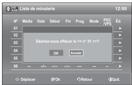 SAMSUNG DVD-VR370 - EFFACER LA LISTE DES ENREGISTREMENTS PROGRAMMÉS - 7