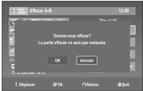 SAMSUNG DVD-VR370 - Supprimer une section d'un titre (Effacer A-B) - 7
