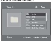 SAMSUNG DVD-D530 - Menu clips pour MP3/WMA/JPEG/MPEG4/CD Audio - 1