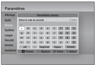 SAMSUNG BD-D6500WXZF - Configuration d'une connexion au réseau sans fil - auto. - 2