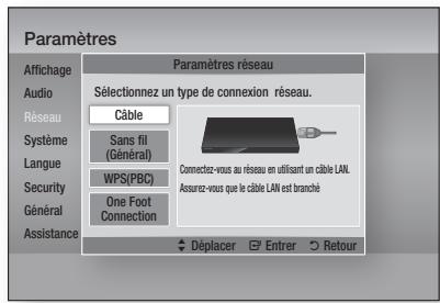 SAMSUNG BD-D6500WXZF - Configuration d'une connexion câblée - auto. - 1