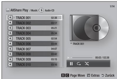 SAMSUNG BD-ES6000E - Wiederholen von Titeln auf einer Audio CD. - 1