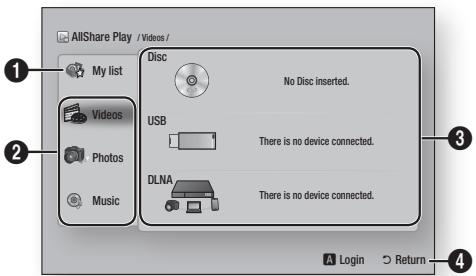 SAMSUNG BD-ES6000E - The AllShare Play Screen at a Glance - 1