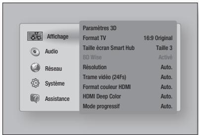 SAMSUNG BD-ES6000E - Accès à l'écran des paramètres - 1
