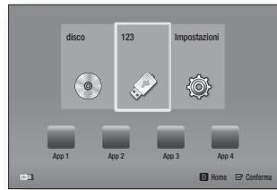 disco 123 Impostazioni App 1 App 2 App 3 App 4 3 Home Conferna