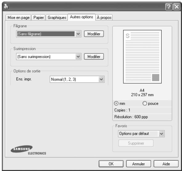 SAMSUNG ML-1630 - Onglet autres options - 1