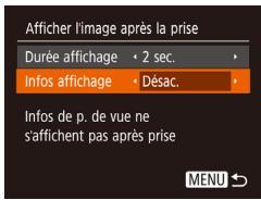 CANON IXUS 285, IXUS 285 HS - Changement de l'écran affiché après les prises - 1