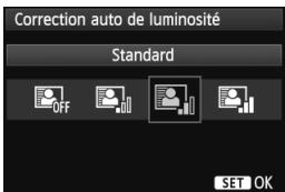 Correction auto de luminosité Standard OFF SET OK