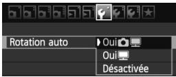 Rotation auto Oui Oui Désactivée