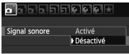 Signal sonore Activé ► Désactivé